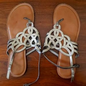 Silver Metallic Strappy Sandals